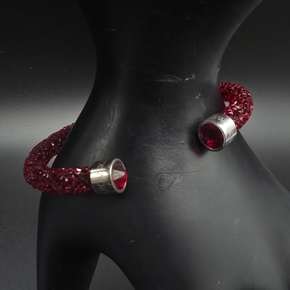 Swarovski Red Crystal Dust Cuff Bracelet Stainless Steel
